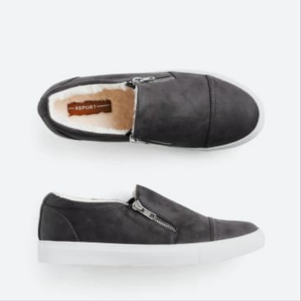 REPORT faux suede Sherpa lined slip on sneakers